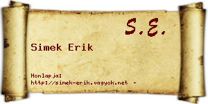 Simek Erik névjegykártya